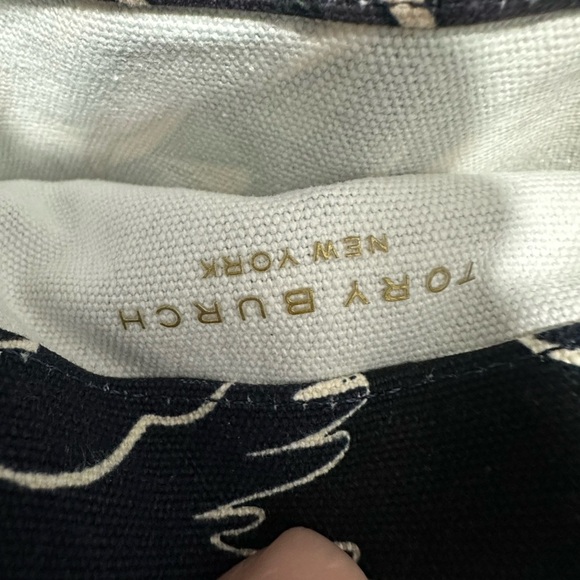 Tory Burch Printed Canvas Tote 84587 Curly Ribbon EUC - Picture 3 of 5